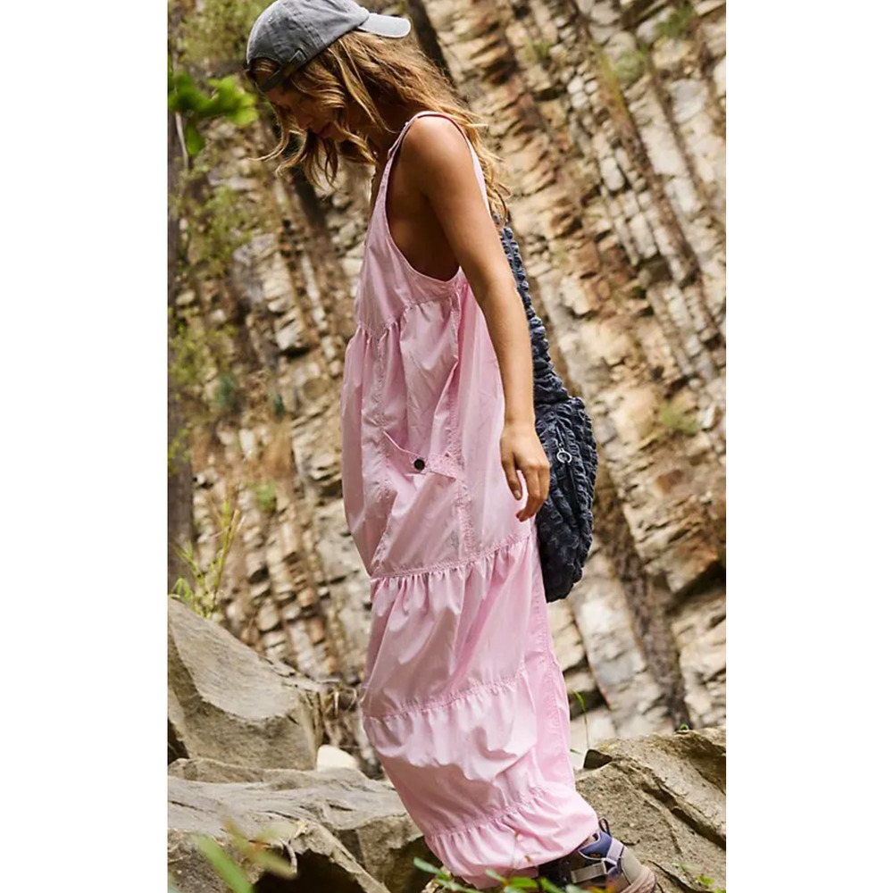 FREE PEOPLE FP MOVEMENT PINK SET ME FREE NYLON ONE PIECE JUMPSUIT SZ S - Picture 6 of 11